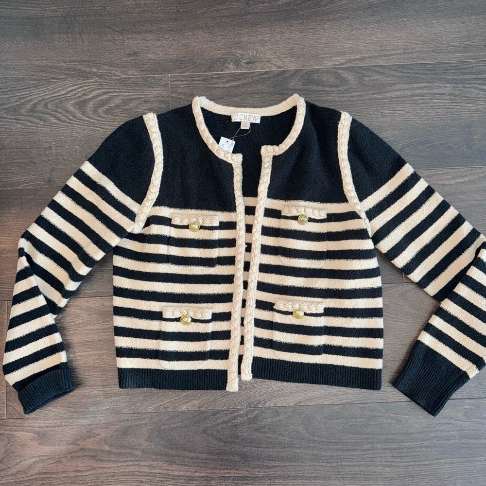 J Crew JCREW Nautical Navy White Striped Crop Jacket XS